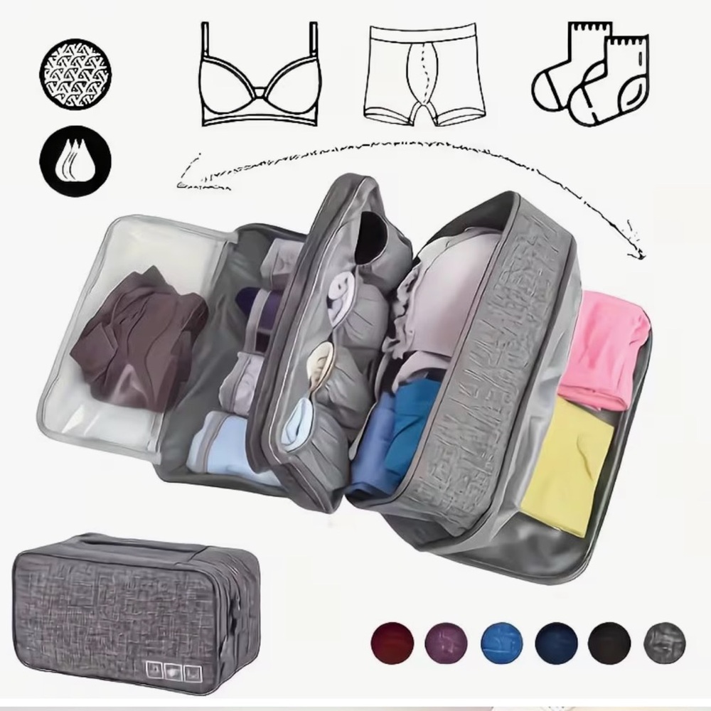 NWT Gray Waterproof Travel Luggage Undergarments Organizer
